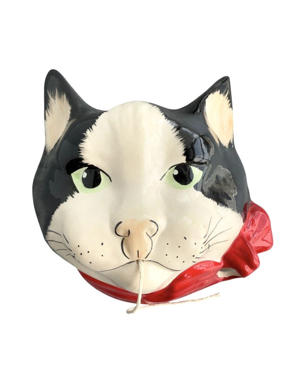 Vintage Babbacombe Pottery Porcelain Kitty Cat String & Scissor Holder England
